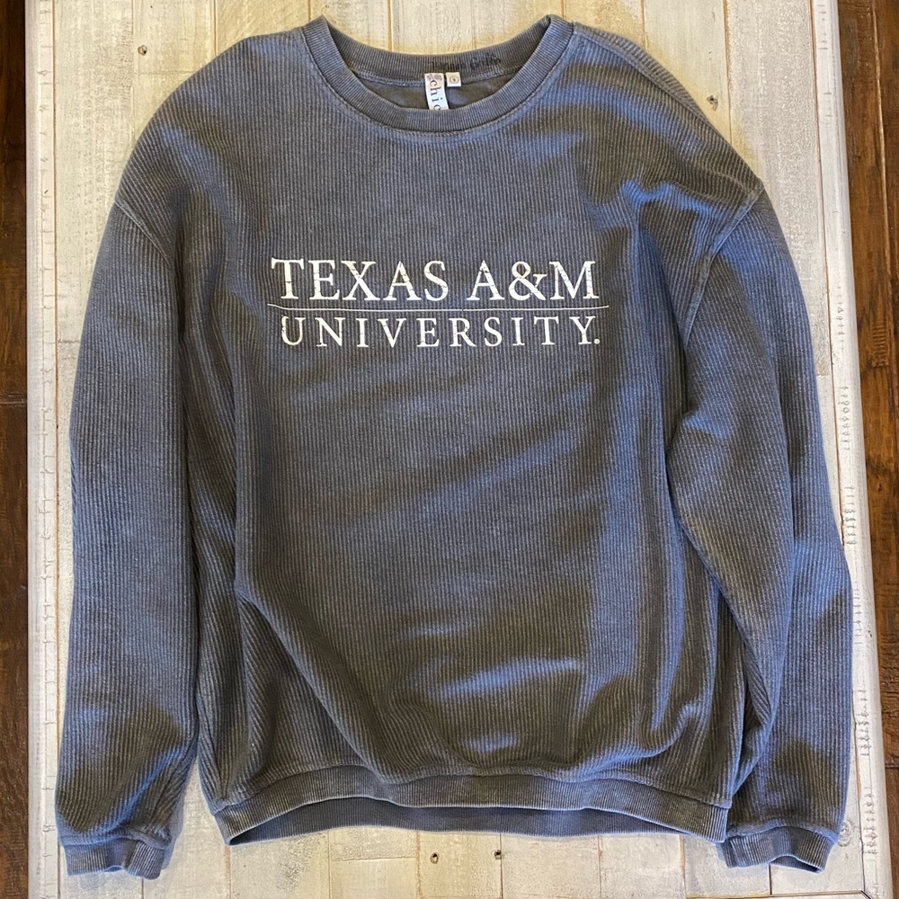 Chicka-D Texas A&M grey corded crewneck sweatshirt